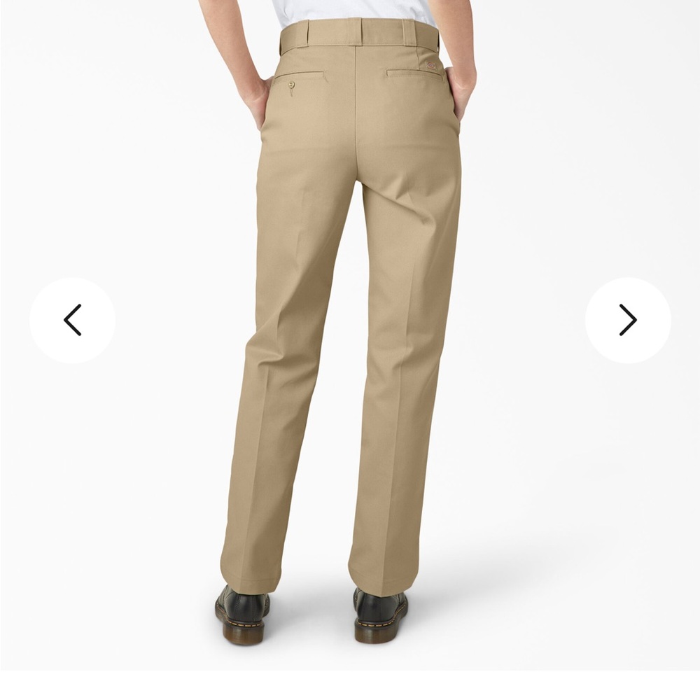 Dickies Women's 874® Work Pants, size 12, khaki. Wrinkle/stain-resistant twill